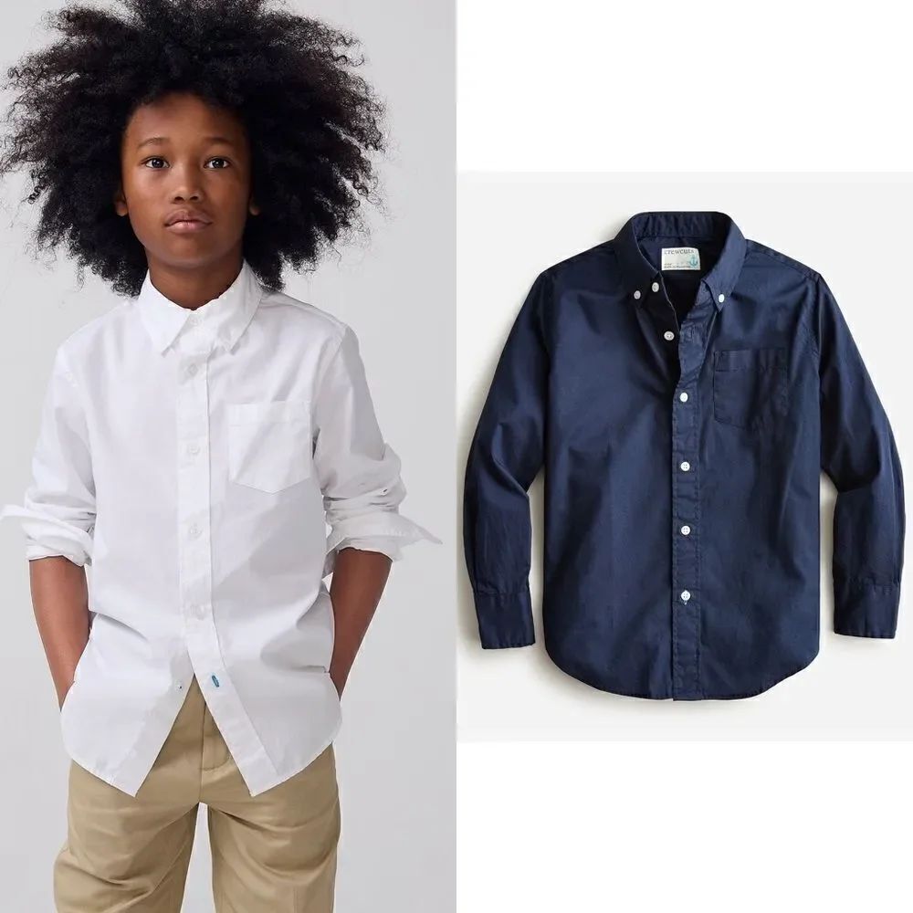 NWT J. Crew Kids' Secret Wash shirt in poplin in navy